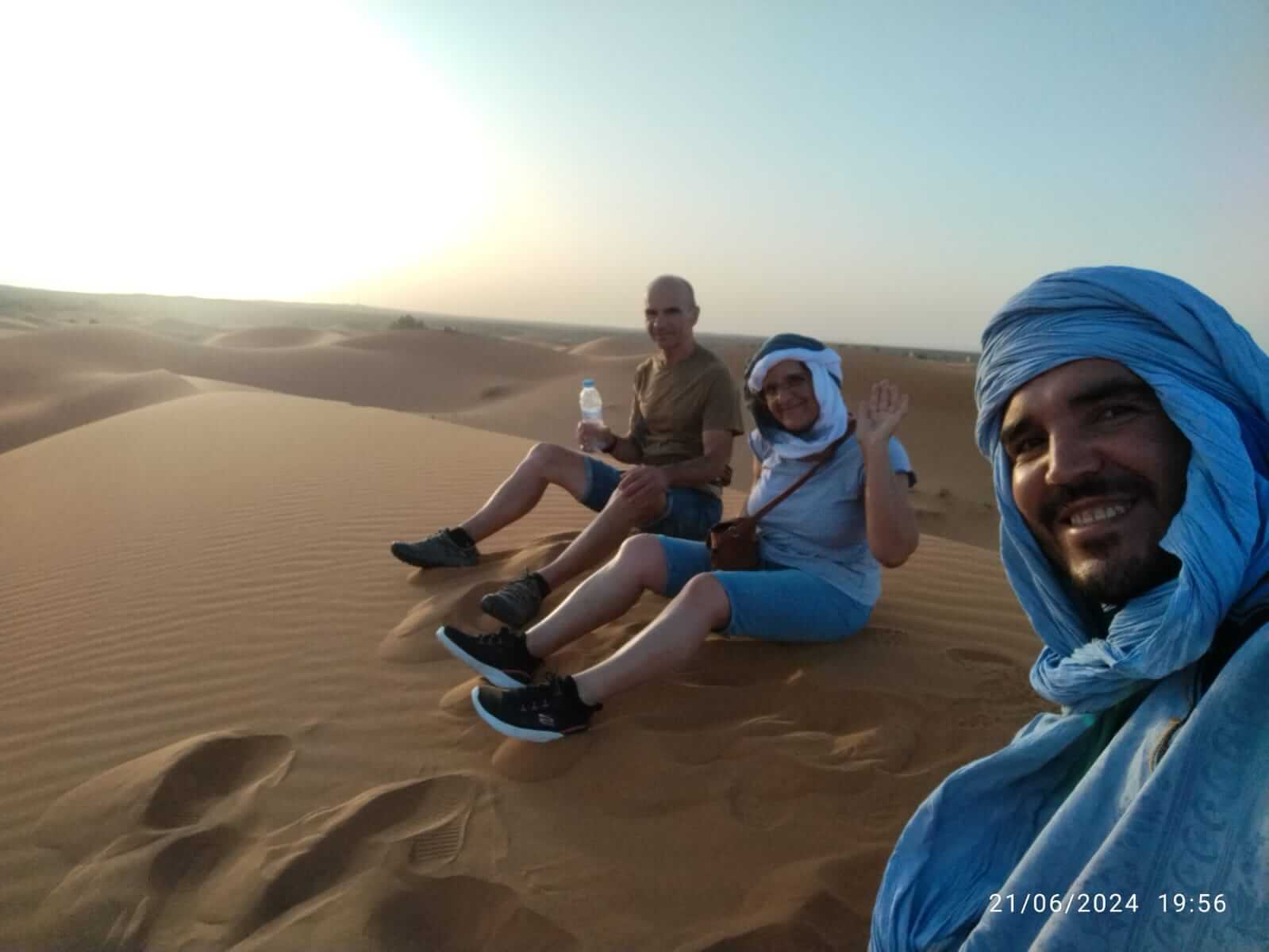 Sunset over Erg Chebbi dunes during 2 nights camel trekking in Merzouga desert