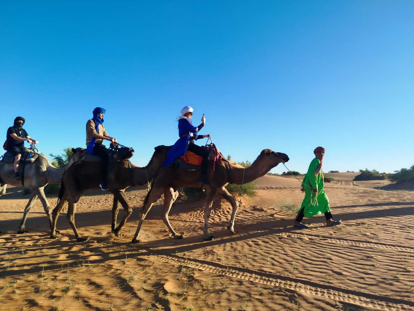 2 nights camel trekking in Merzouga desert across Erg Chebbi dunes and overnight in a Sahara camp